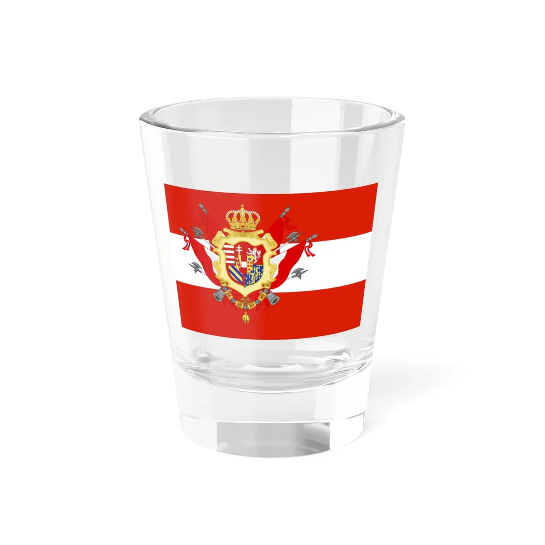 Flag of the Grand Duchy of Tuscany with Great Coat of arms (Italy) Shot Glass 1.5oz 1.5oz - Go Mug Yourself