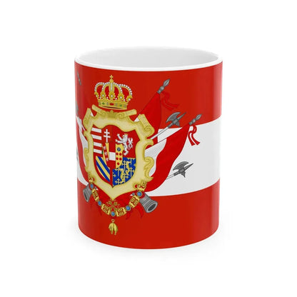 Flag of the Grand Duchy of Tuscany with Great Coat of arms (Italy) White Coffee Mug 11oz - Go Mug Yourself