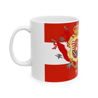 Flag of the Grand Duchy of Tuscany with Great Coat of arms (Italy) White Coffee Mug - Go Mug Yourself