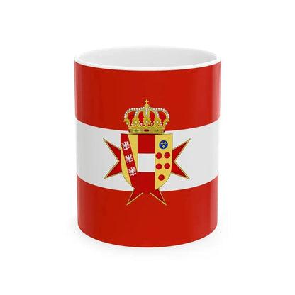 Flag of the Grand Duchy of Tuscany with Lesser Coat of arms (Italy) White Coffee Mug 11oz - Go Mug Yourself