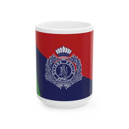 Flag of the Guyana Police Force D Division (Guyana) White Coffee Mug 15oz - Go Mug Yourself