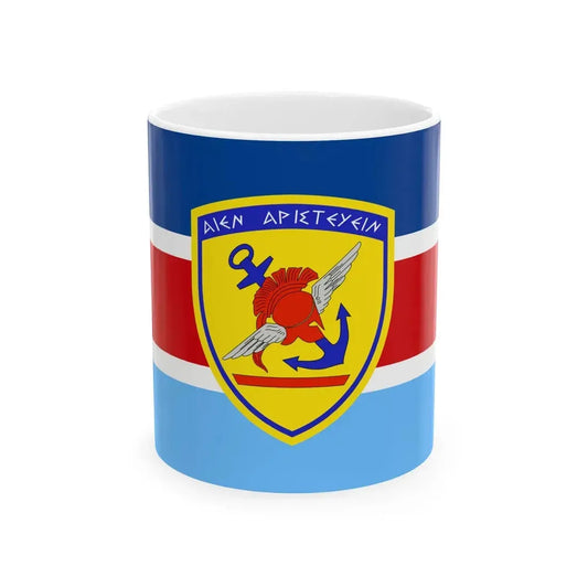 Flag of the Hellenic National Defence General Staff (Greece) White Coffee Mug 11oz - Go Mug Yourself