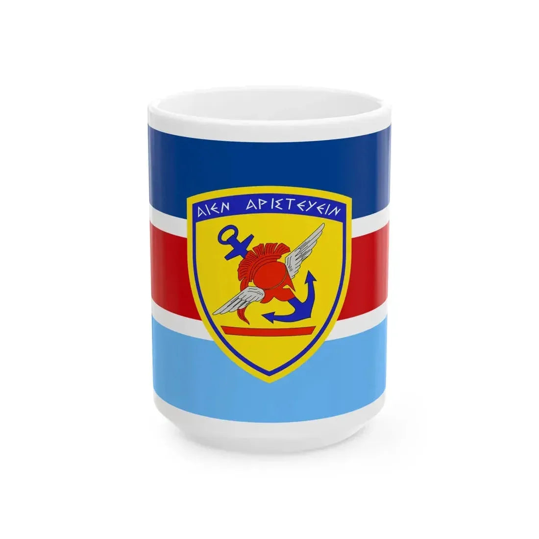 Flag of the Hellenic National Defence General Staff (Greece) White Coffee Mug 15oz - Go Mug Yourself