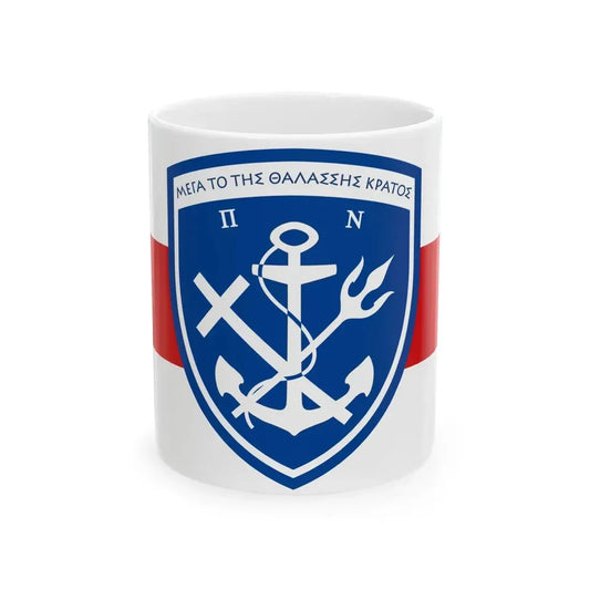 Flag of the Hellenic Navy General Staff (Greece) White Coffee Mug 11oz - Go Mug Yourself