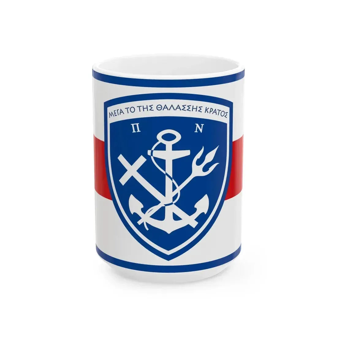 Flag of the Hellenic Navy General Staff (Greece) White Coffee Mug 15oz - Go Mug Yourself