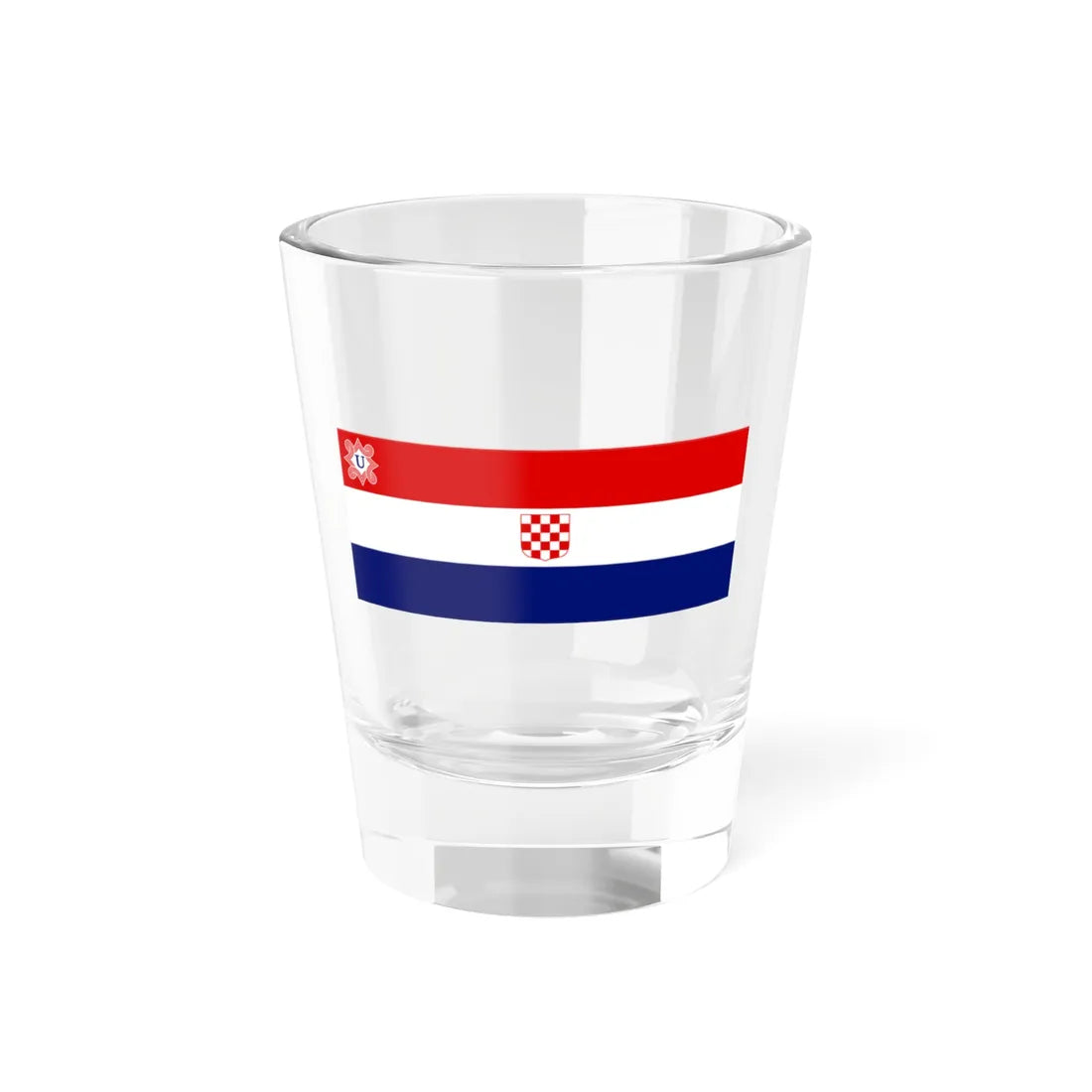 Flag of the Independent State of Croatia 2 by 5 (Croatia) Shot Glass 1.5oz 1.5oz - Go Mug Yourself