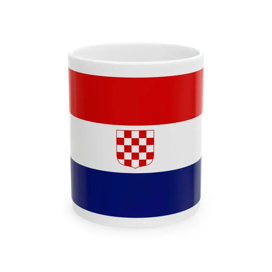 Flag of the Independent State of Croatia 2 by 5 (Croatia) White Coffee Mug 11oz - Go Mug Yourself