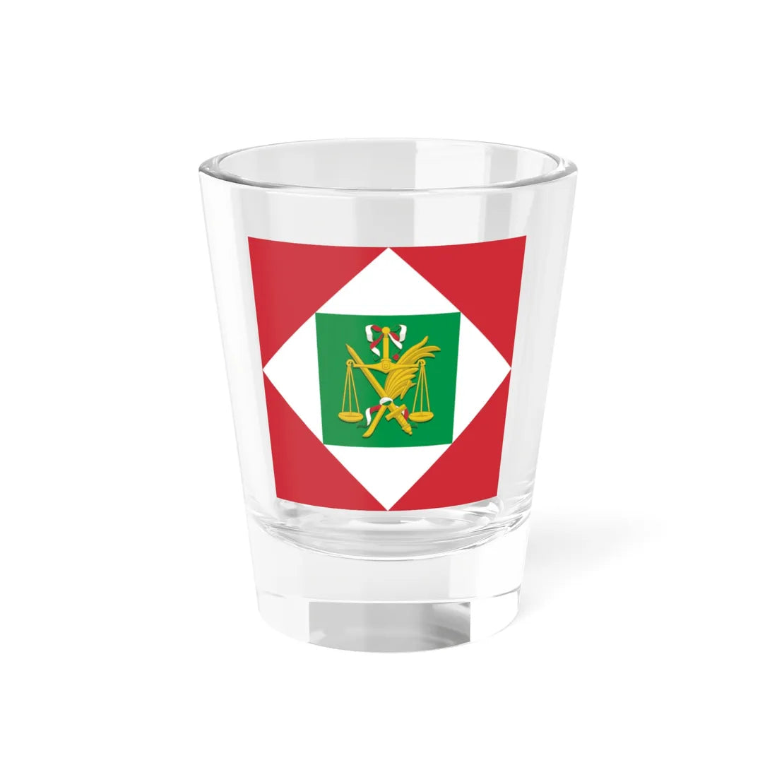 Flag of the Italian Republic Napoleonic with coat of arms (Italy) Shot Glass 1.5oz 1.5oz - Go Mug Yourself