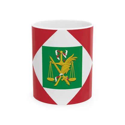 Flag of the Italian Republic Napoleonic with coat of arms (Italy) White Coffee Mug 11oz - Go Mug Yourself