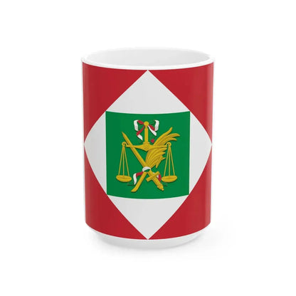 Flag of the Italian Republic Napoleonic with coat of arms (Italy) White Coffee Mug 15oz - Go Mug Yourself