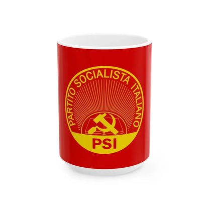 Flag of the Italian Socialist Party 1971-1978 (Italy) White Coffee Mug 15oz - Go Mug Yourself