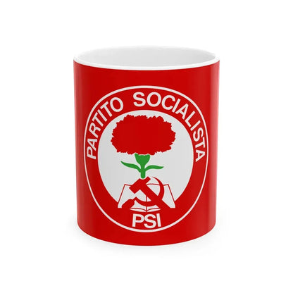 Flag of the Italian Socialist Party 1978-1987 (Italy) White Coffee Mug 11oz - Go Mug Yourself