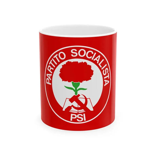 Flag of the Italian Socialist Party 1978-1987 (Italy) White Coffee Mug 11oz - Go Mug Yourself