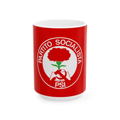 Flag of the Italian Socialist Party 1978-1987 (Italy) White Coffee Mug 15oz - Go Mug Yourself