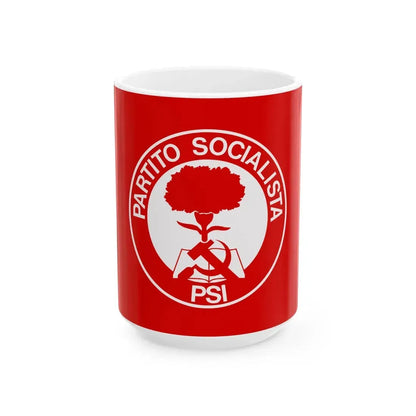 Flag of the Italian Socialist Party 1978-1987 variant (Italy) White Coffee Mug 15oz - Go Mug Yourself