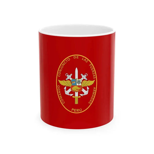 Flag of the Joint Command of the Armed Forces of Peru (Peru) White Coffee Mug 11oz - Go Mug Yourself