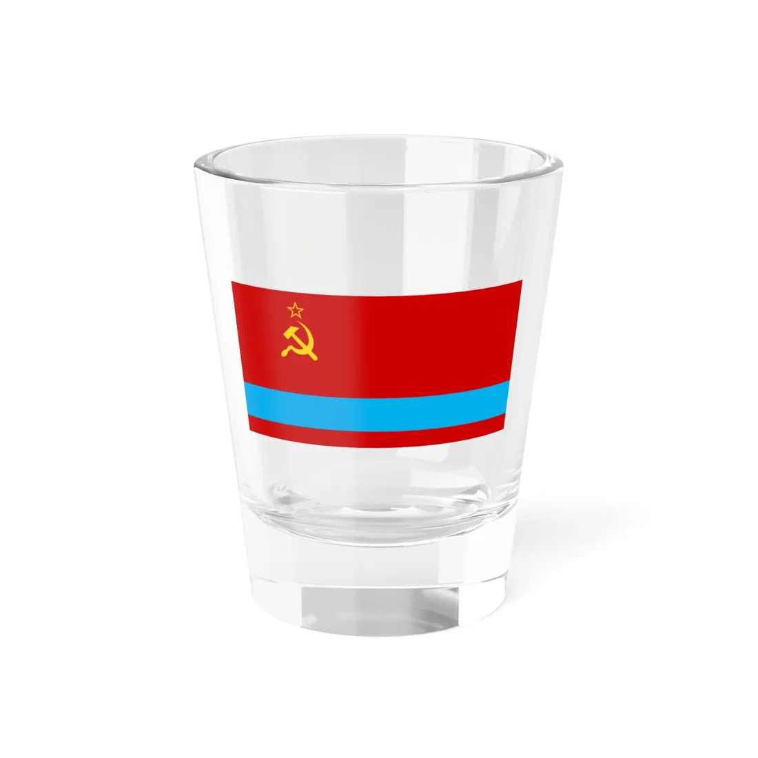 Flag of the Kazakh Soviet Socialist Republic 1953-1991 Flag of Kazakhstan 19911992 (Kazakhstan) Shot Glass 1.5oz 1.5oz - Go Mug Yourself