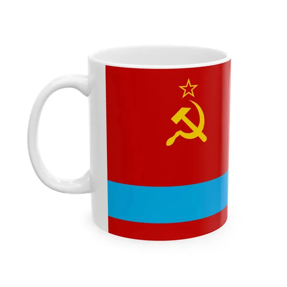 Flag of the Kazakh Soviet Socialist Republic 1953-1991 Flag of Kazakhstan 19911992 (Kazakhstan) White Coffee Mug - Go Mug Yourself