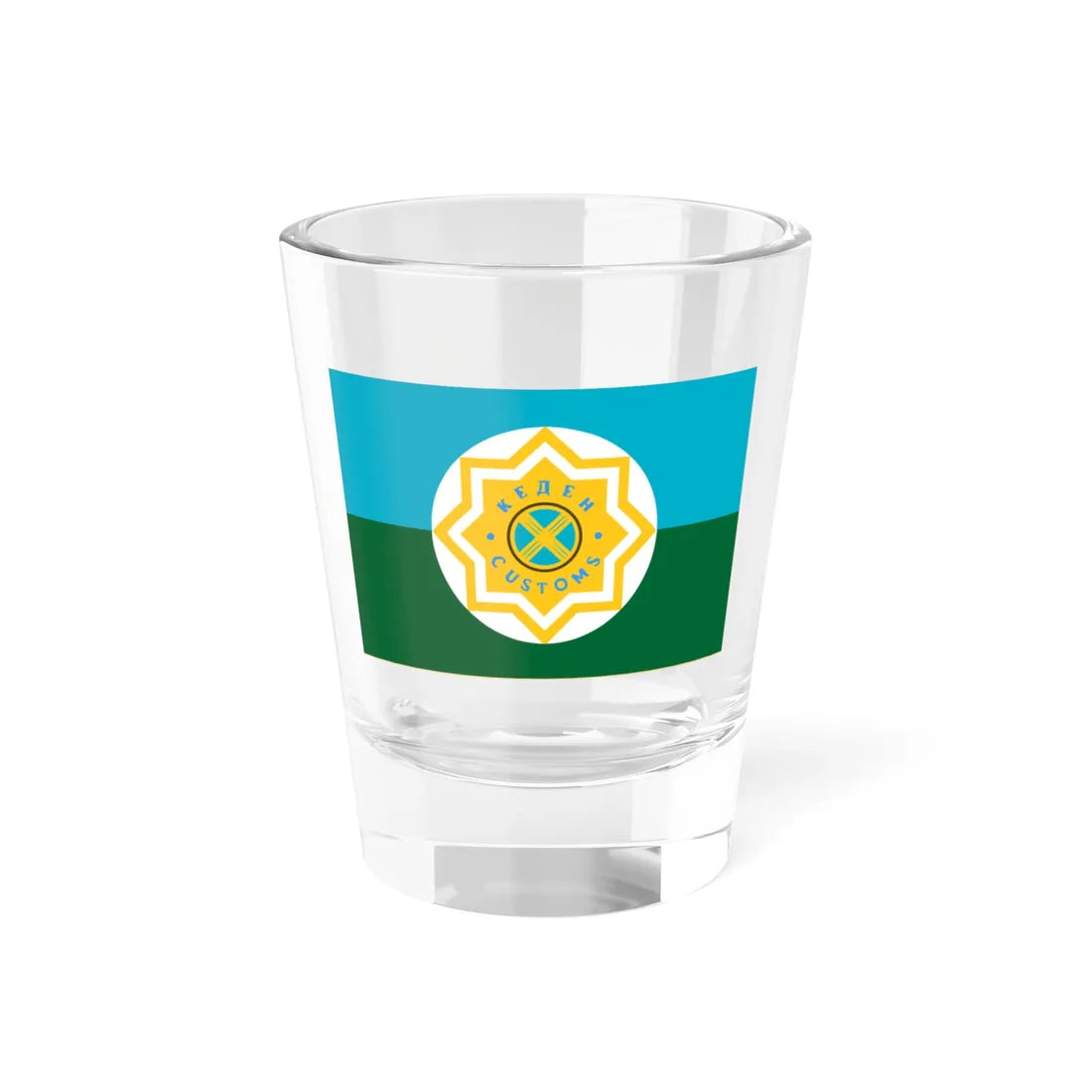 Flag of the Kazakhstan Customs Bureau (Kazakhstan) Shot Glass 1.5oz 1.5oz - Go Mug Yourself
