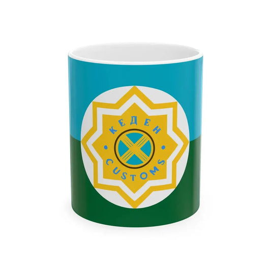 Flag of the Kazakhstan Customs Bureau (Kazakhstan) White Coffee Mug 11oz - Go Mug Yourself