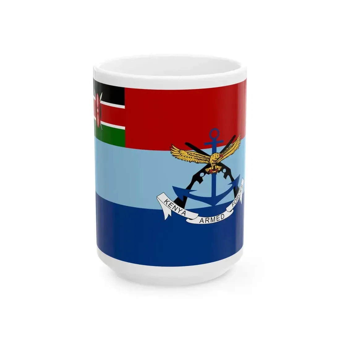 Flag of the Kenya Defence Forces (Kenya) White Coffee Mug 15oz - Go Mug Yourself