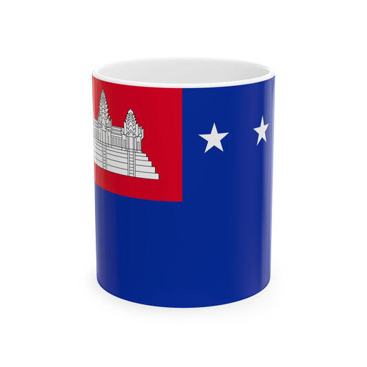 Flag of the Khmer Republic (Cambodia) White Coffee Mug-11oz-Go Mug Yourself