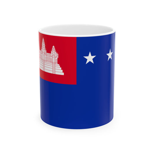 Flag of the Khmer Republic type 2 (Cambodia) White Coffee Mug-11oz-Go Mug Yourself