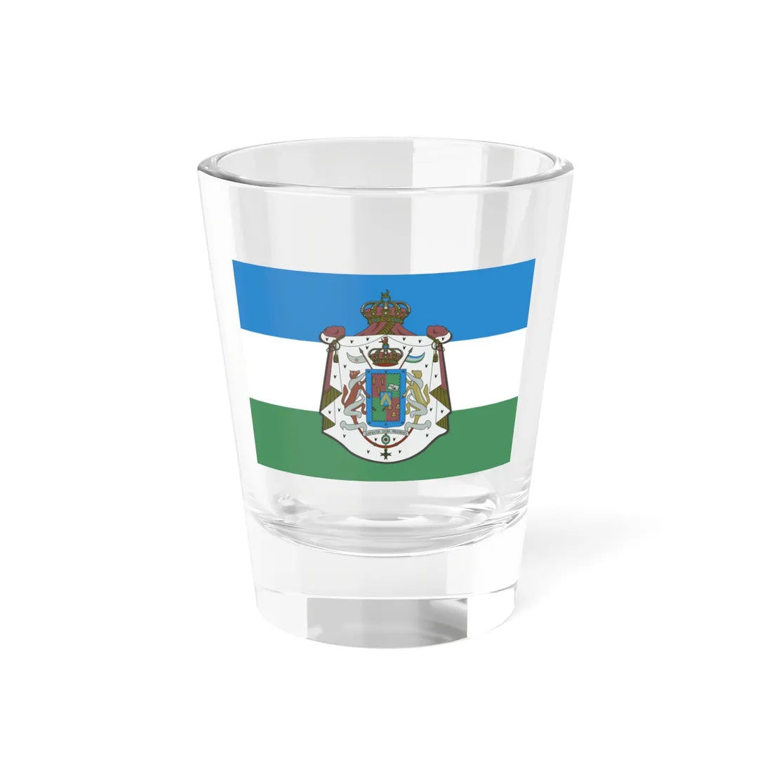 Flag of the Kingdom of Araucanía and Patagonia with coats of arms (Argentina) Shot Glass 1.5oz 1.5oz - Go Mug Yourself