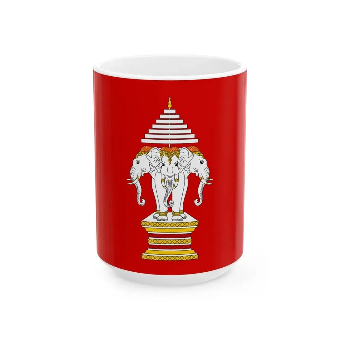 Flag of the Kingdom of Luang Phrabang 1945 (Laos) White Coffee Mug 15oz - Go Mug Yourself