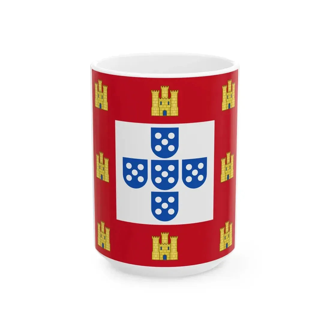 Flag of the Kingdom of Portugal 1485mid-16th century (Portugal) White Coffee Mug 15oz - Go Mug Yourself