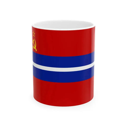 Flag of the Kirghiz Soviet Socialist Republic 1952-1991 Flag of Kyrgyzstan 19911992 2-3 (Kyrgyzstan) White Coffee Mug 11oz - Go Mug Yourself