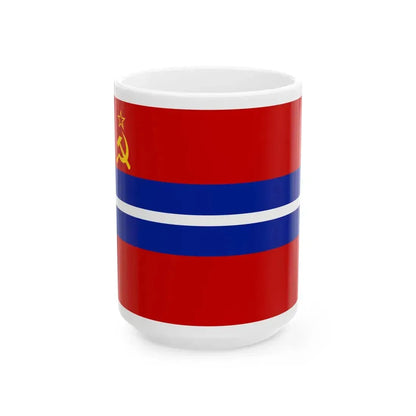 Flag of the Kirghiz Soviet Socialist Republic 1952-1991 Flag of Kyrgyzstan 19911992 2-3 (Kyrgyzstan) White Coffee Mug 15oz - Go Mug Yourself