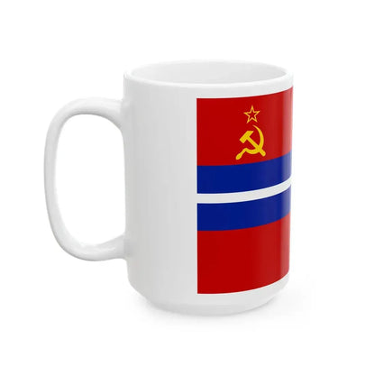 Flag of the Kirghiz Soviet Socialist Republic 1952-1991 Flag of Kyrgyzstan 19911992 2-3 (Kyrgyzstan) White Coffee Mug - Go Mug Yourself