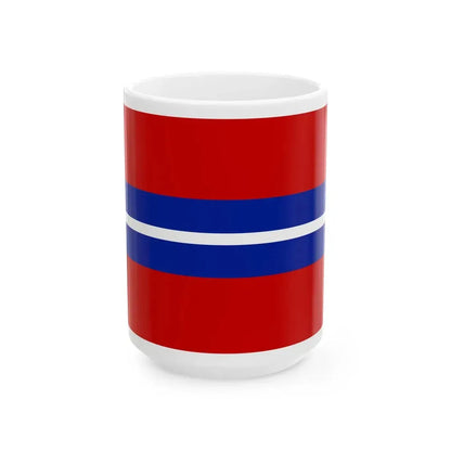 Flag of the Kirghiz Soviet Socialist Republic 1952-1991 Flag of Kyrgyzstan 19911992 2-3 reverse (Kyrgyzstan) White Coffee Mug 15oz - Go Mug Yourself