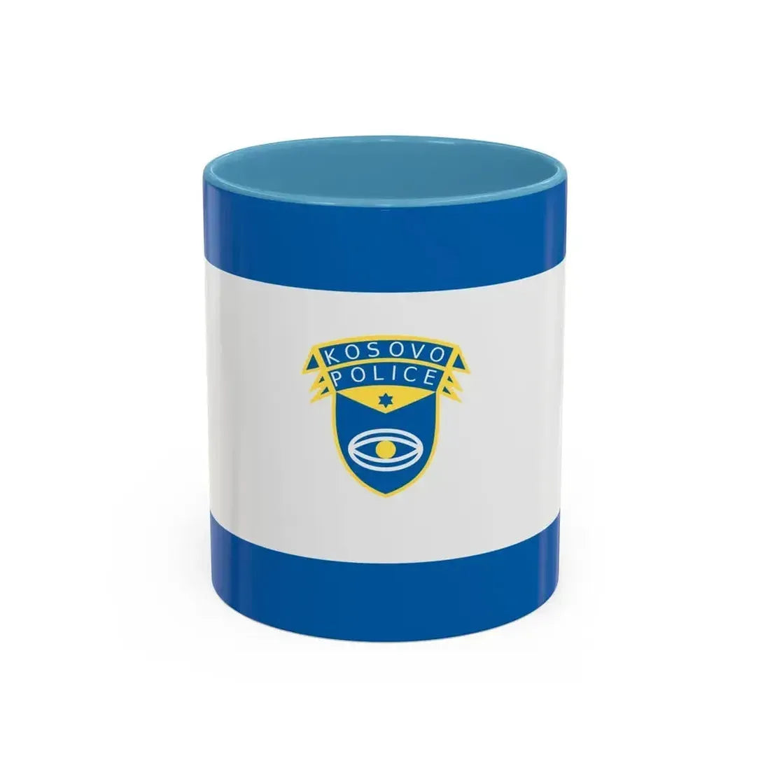 Flag of the Kosovo Police Service - Accent Coffee Mug 11oz Light Blue - Go Mug Yourself