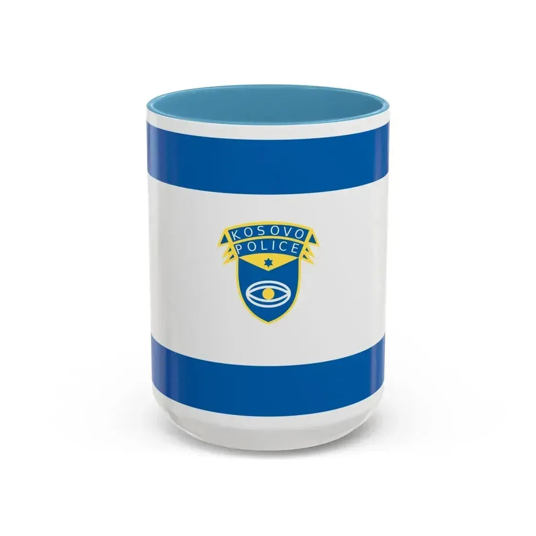 Flag of the Kosovo Police Service - Accent Coffee Mug 15oz Light Blue - Go Mug Yourself