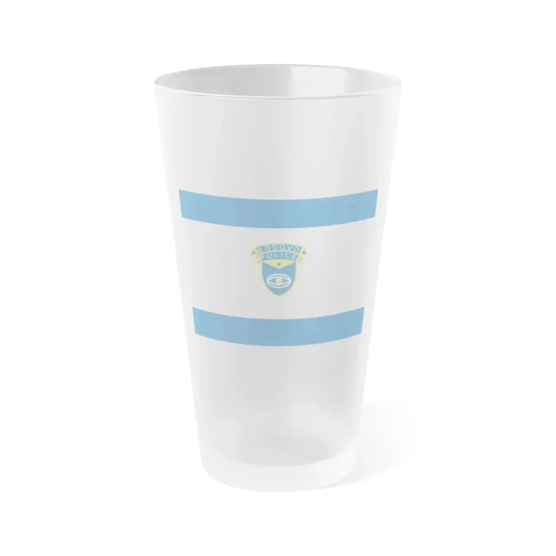 Flag of the Kosovo Police Service - Frosted Pint Glass 16oz 16oz Frosted - Go Mug Yourself