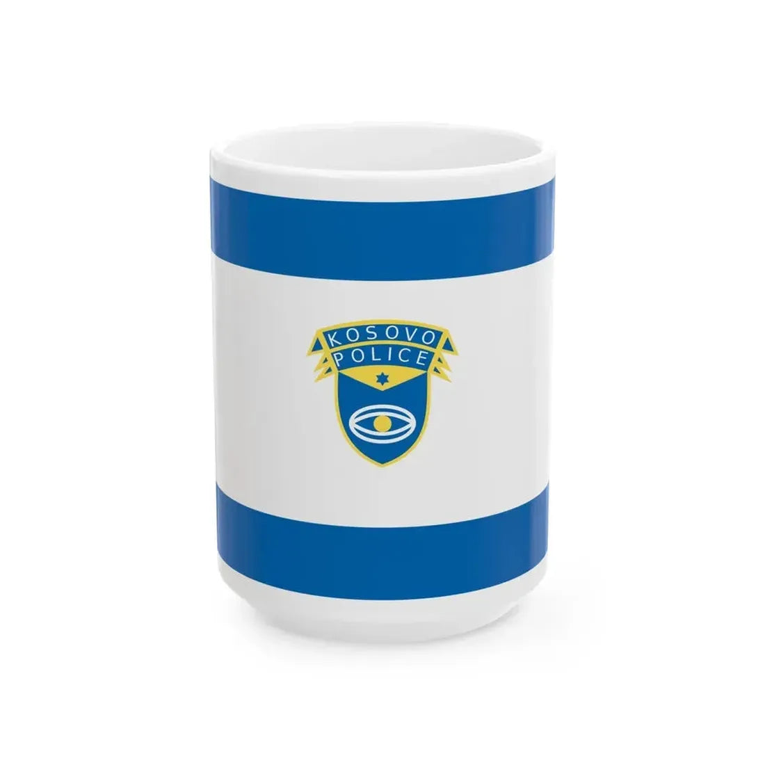 Flag of the Kosovo Police Service - White Coffee Mug 15oz - Go Mug Yourself