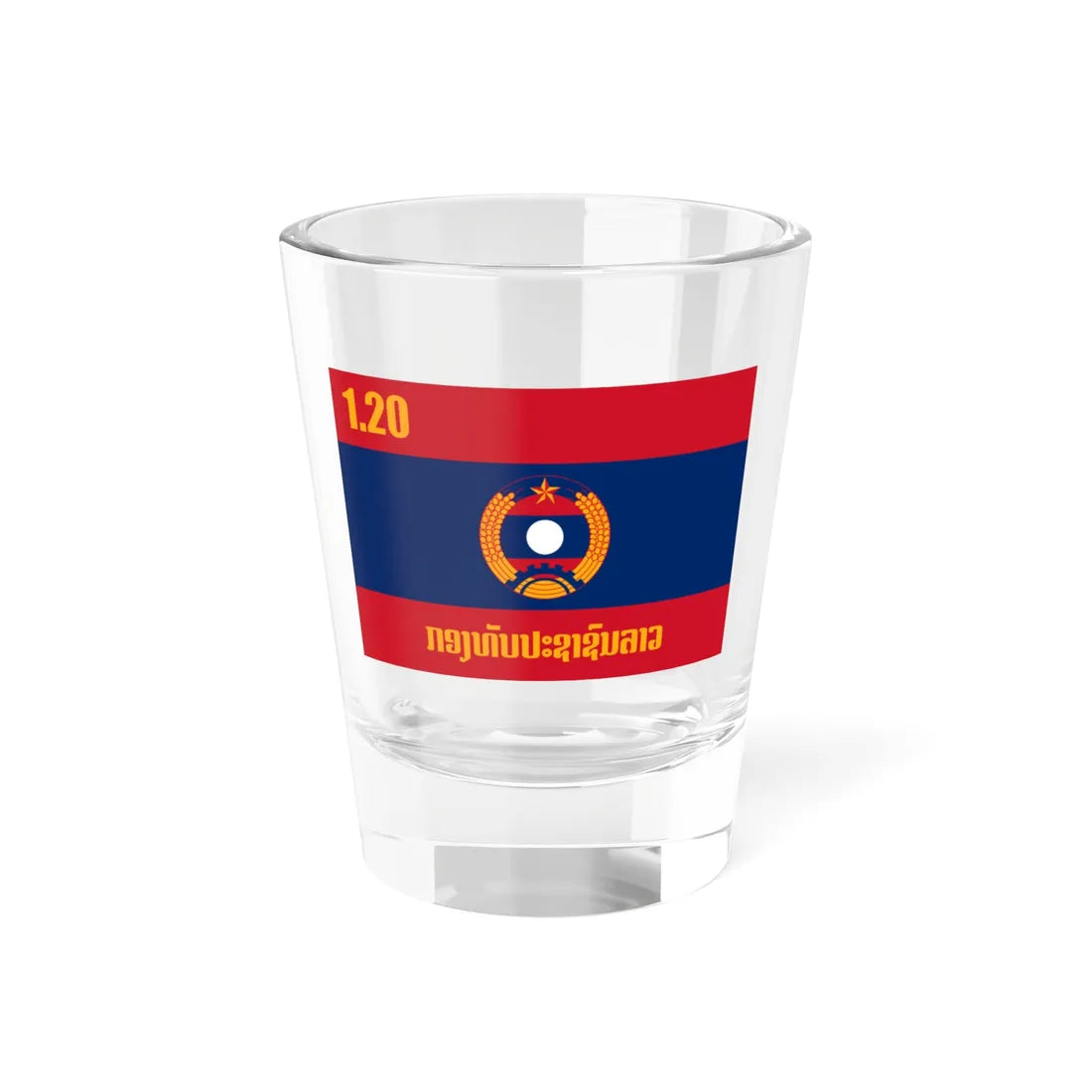 Flag of the Lao Peoples Armed Forces (Laos) Shot Glass 1.5oz 1.5oz - Go Mug Yourself