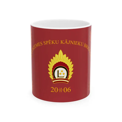 Flag of the Latvian Mechanized Infantry Brigade (Latvia) White Coffee Mug 11oz - Go Mug Yourself