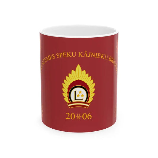 Flag of the Latvian Mechanized Infantry Brigade (Latvia) White Coffee Mug 11oz - Go Mug Yourself