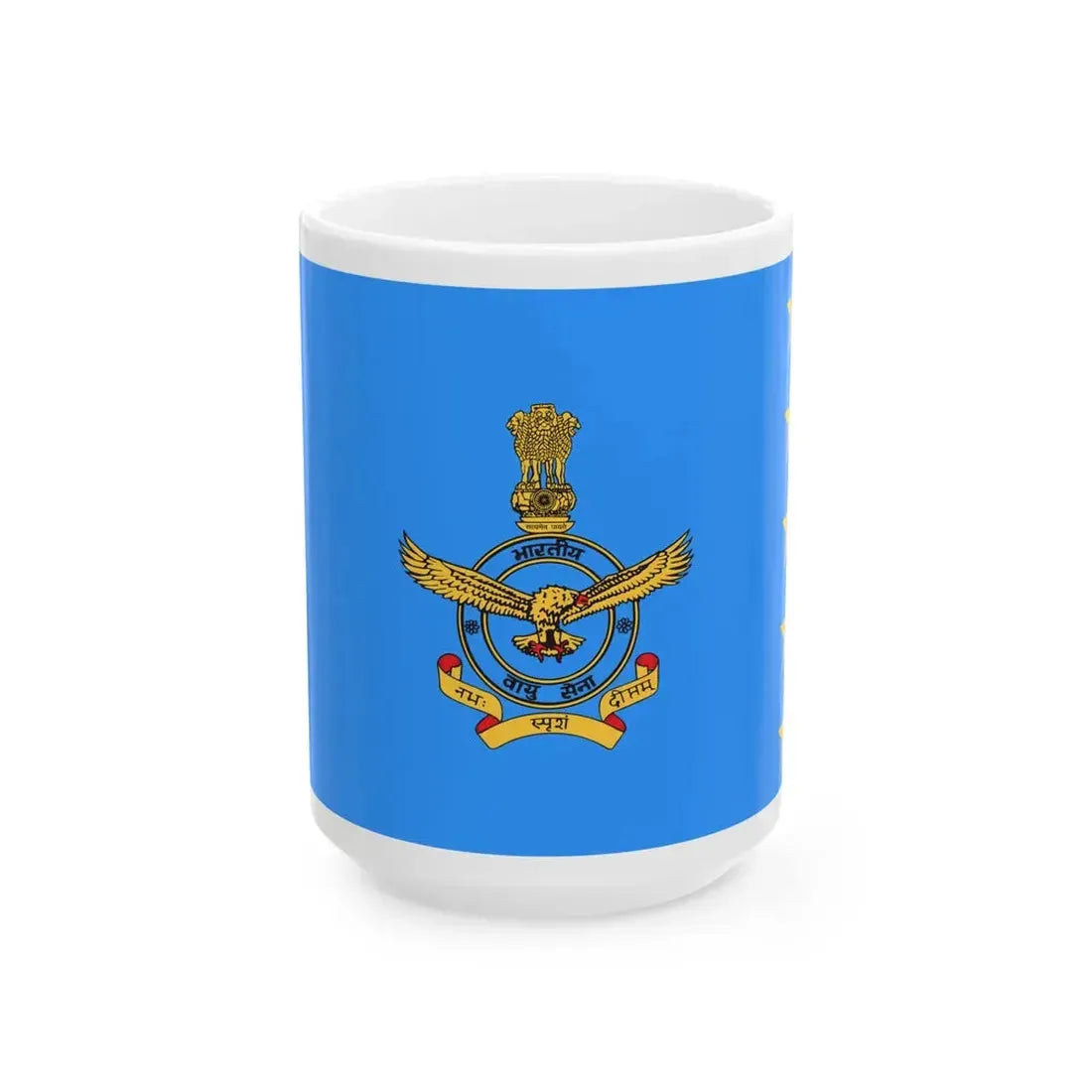 Flag of the Marshal of the Air Force India (India) White Coffee Mug 15oz - Go Mug Yourself