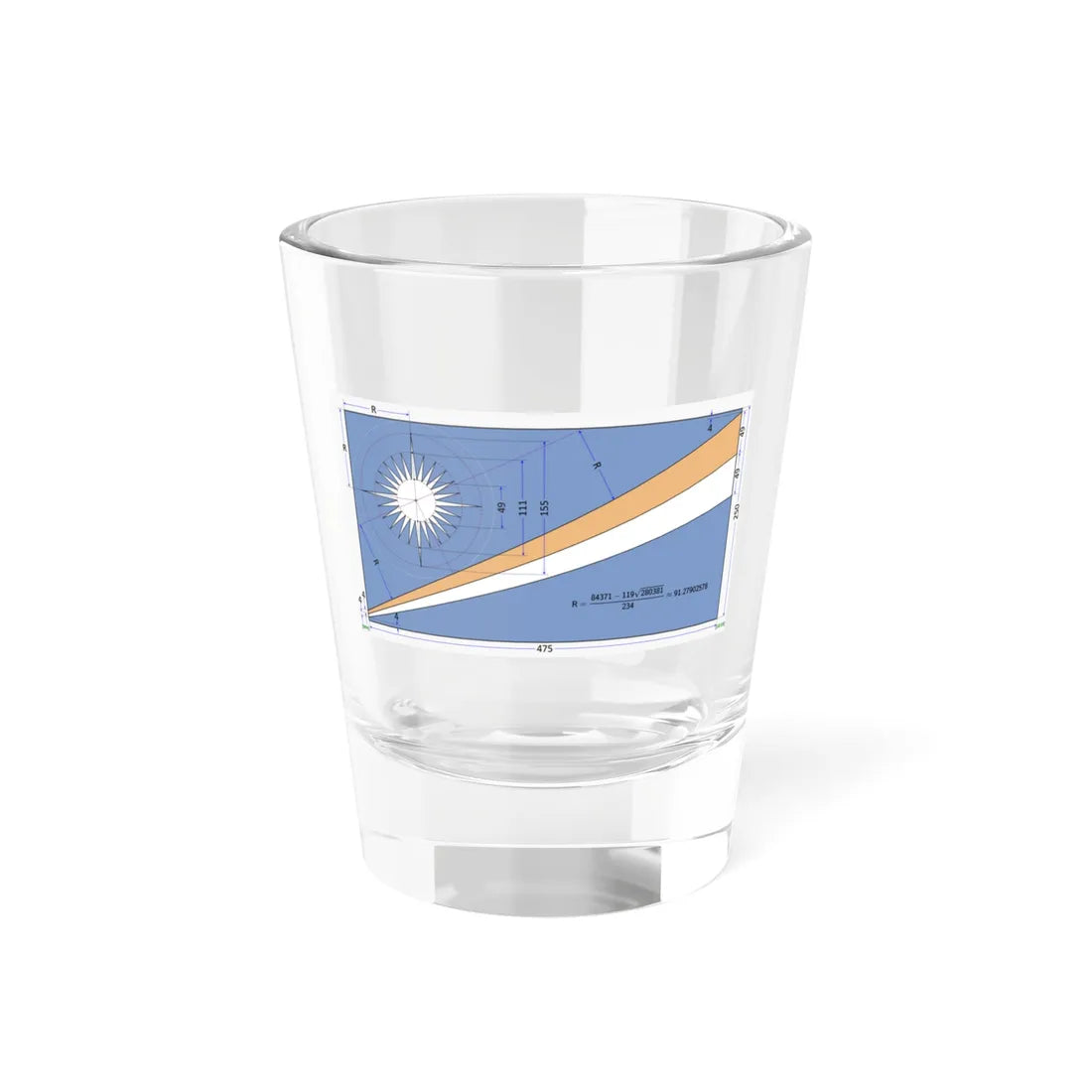 Flag of the Marshall Islands construction sheet (Marshall Islands) Shot Glass 1.5oz 1.5oz - Go Mug Yourself