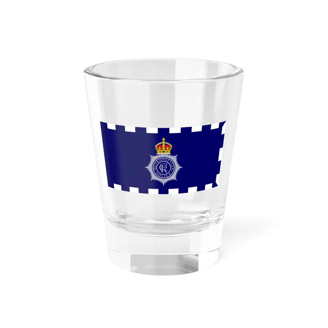 Flag of the Metropolitan Police Service Charles III (United Kingdom) Shot Glass 1.5oz 1.5oz - Go Mug Yourself
