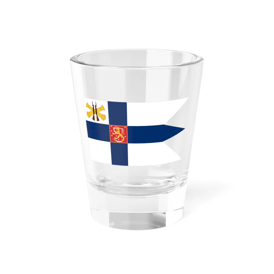 Flag of the Minister of Defence Finland (Finland) Shot Glass 1.5oz 1.5oz - Go Mug Yourself
