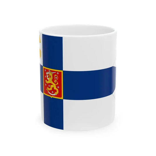 Flag of the Minister of Defence of Finland 1971-1978 (Finland) White Coffee Mug 11oz - Go Mug Yourself