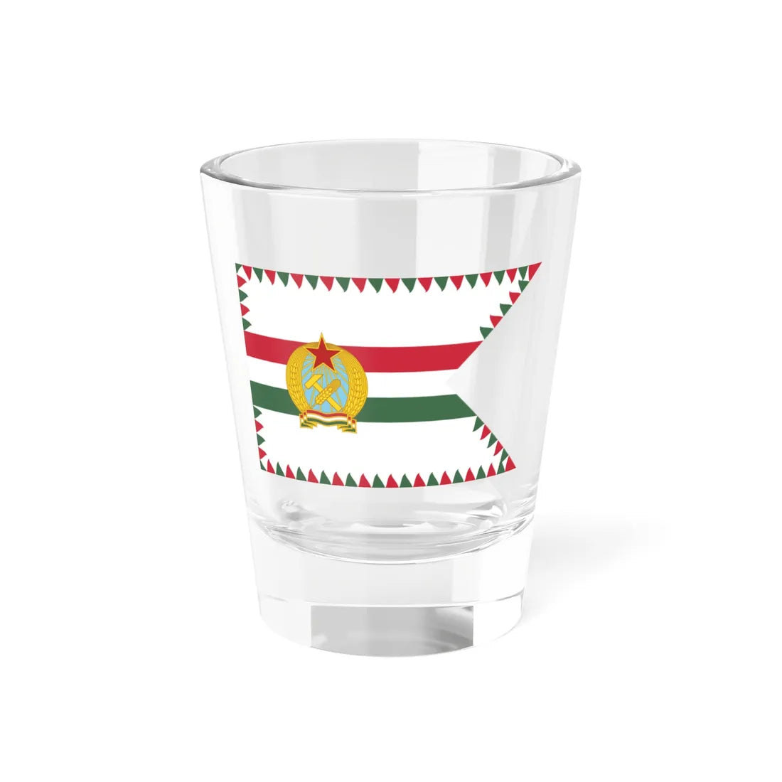 Flag of the Minister of Defence of Hungary 1950-1955 afloat (Hungary) Shot Glass 1.5oz 1.5oz - Go Mug Yourself