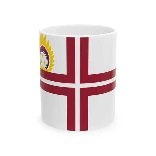 Flag of the Minister of Defence of Latvia (Latvia) White Coffee Mug 11oz - Go Mug Yourself
