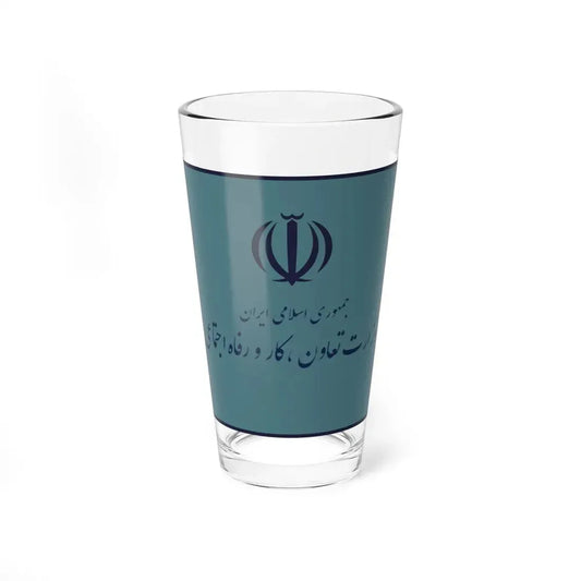 Flag of the Ministry of Cooperatives Labour and Social Welfare Iran (Iran) Pint Glass 16oz 16oz - Go Mug Yourself