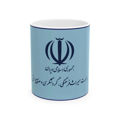 Flag of the Ministry of Cultural Heritage Handicrafts and Tourism Iran (Iran) White Coffee Mug 11oz - Go Mug Yourself